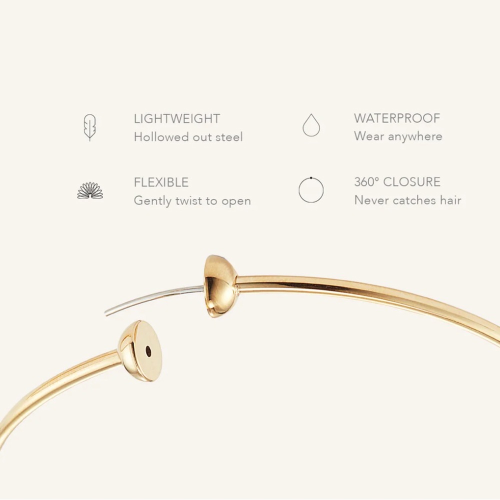 Jenny Bird Icon Hoops Small in Gold. NEW WITH TAGS, DUST COVER, and BOX